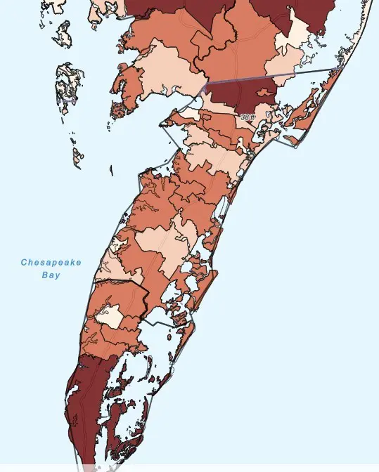 A map showing population density across regions in South Florida.