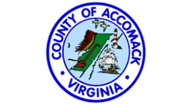 Seal of Accomack County, Virginia, featuring a lighthouse and map outline.